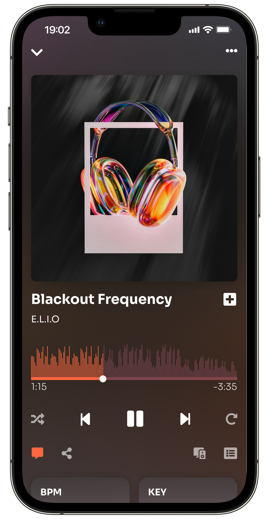 UI of now playing with a visual soundwaves
